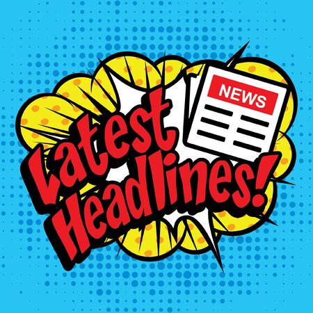 Pop art comics icon latest headlines typographyのイラスト素材