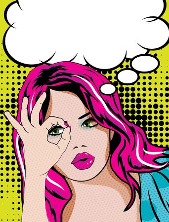 Pop art woman with ok gestureのイラスト素材