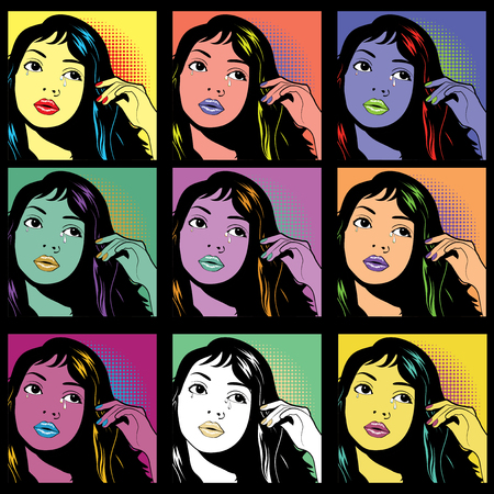 Colorful pop art woman patternのイラスト素材