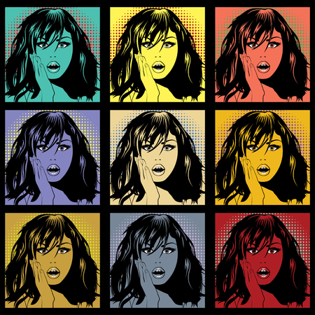 Colorful pop art woman patternのイラスト素材