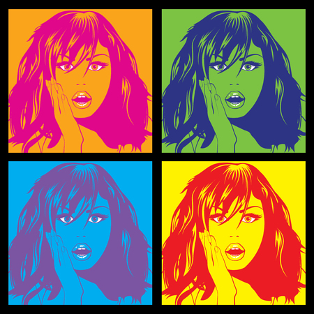 Colorful pop art woman patternのイラスト素材
