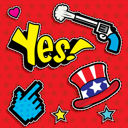 Pop art fashion chic patchesのイラスト素材