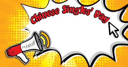 Chinese singles day megaphone pop artのイラスト素材