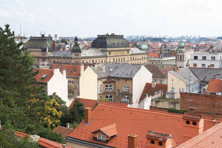 Croatia, Zagreb. View of the city from a hillの写真素材