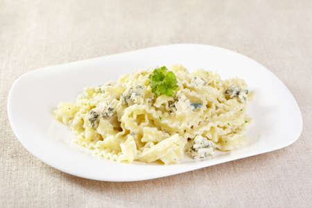 European cuisine. Pasta in cream sauce with blue cheeseの写真素材