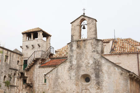 Croatia, Korcula. House of Marco Polo and the Church of St. Peterの写真素材