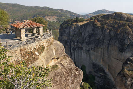 Greece, the monastery complex of Meteora  Arbour on the brink in the monastery Great Meteoron  The Holy Monastery of the Transfiguration の写真素材