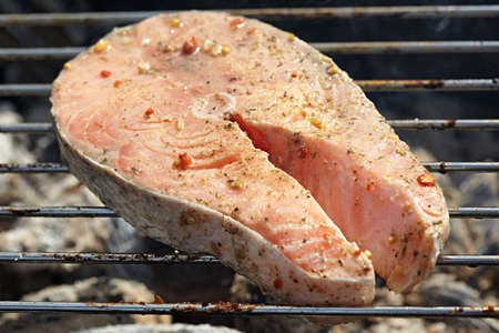 Cooking salmon on the grill