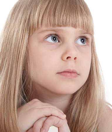 Portrait of a dreaming girl closeupの写真素材