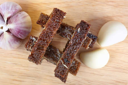 Rye rusks with garlicの写真素材