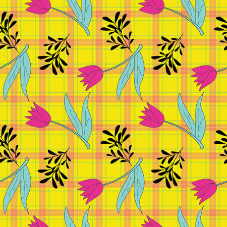 Seamless gingham Pattern. Vector illustrations. Texture from squares or rhombus for - tablecloths, blanket, plaid, cloths, shirts, textiles, dresses, paper, posters.のイラスト素材