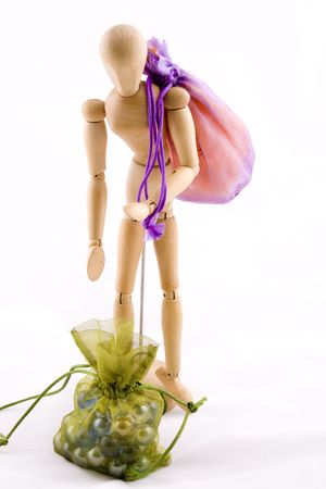 Man traveling with traditional bagの写真素材