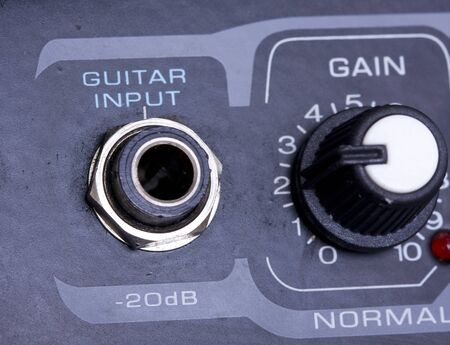 Knobs on a guitar amplifierの写真素材