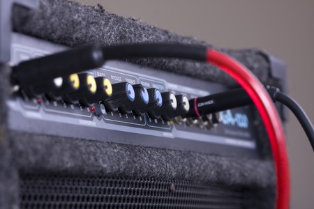 Knobs on a guitar amplifierの写真素材