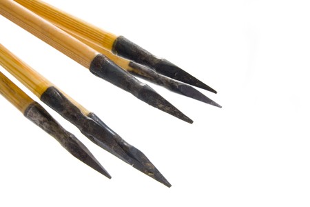Traditional archery, arrows on white