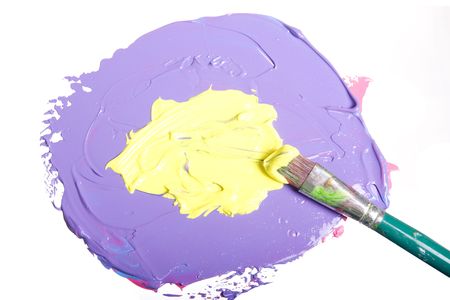 Acrylic paint isolated on whiteの写真素材