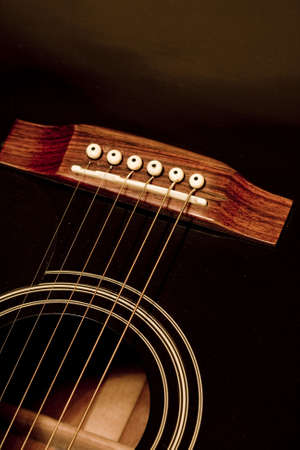 Acoustic guitar strings close upの写真素材