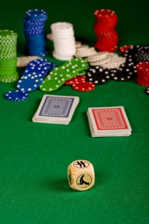  Casino gambling chips on green tableのeditorial素材