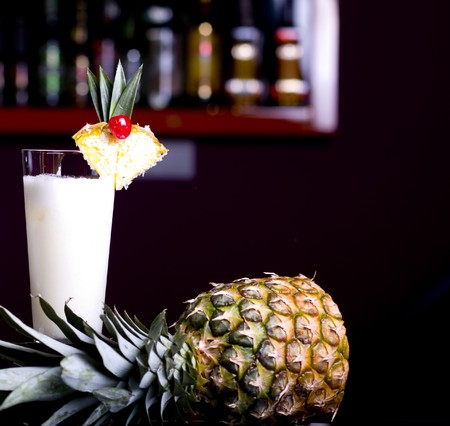 Pinacolada milk cocktail on table in restaurant
