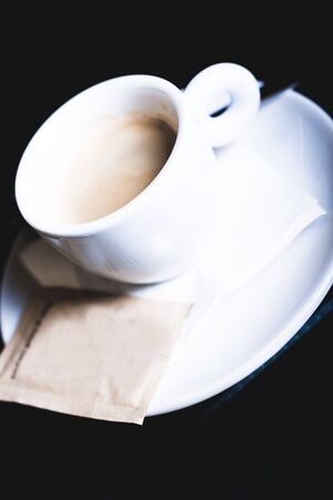 Espresso cafe served in a restaurantの写真素材