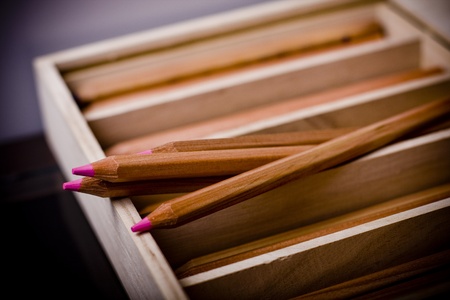 Wooden crayons in natural lookの写真素材