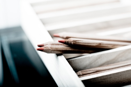 Wooden crayons in natural lookの写真素材