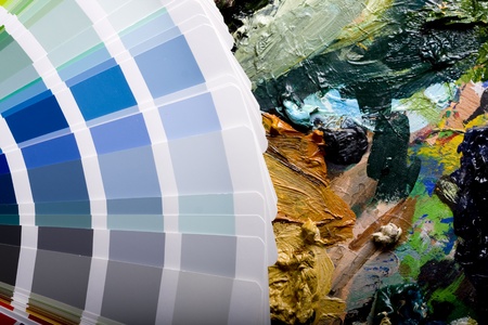 Color sampler compared to artistic paintの写真素材