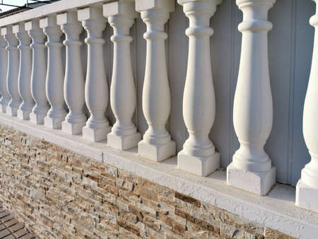 decor wall in exterior, ballustrade on brickworkの写真素材