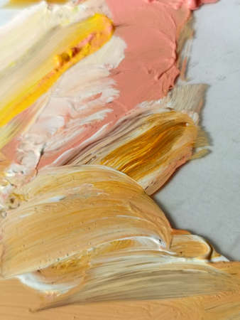 macro paint textural on the artist's paletteの写真素材