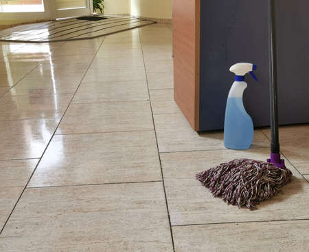 clean shiny floors after cleaning and disinfection, quarantine measures in the officeの写真素材