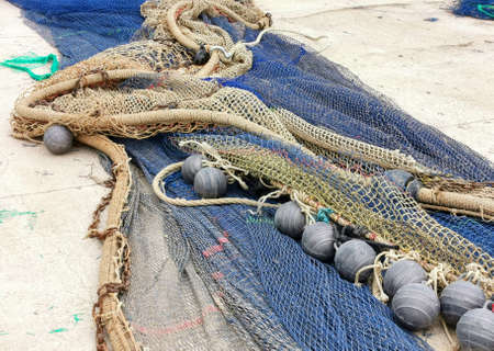 Background of fishing nets and floats