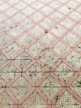 decorative coverage of the walking area, beige and red geometric patternの写真素材