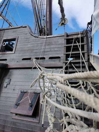 Side of the reconstruction of an old galeon