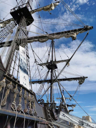 Side of the reconstruction of an old galeon