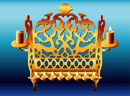 18 century Poland style Hanukkah Menorahのイラスト素材