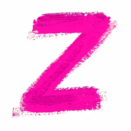 Z - Pink handwritten letter on white background. Acrylic colors. 
Vector Illustration.のイラスト素材