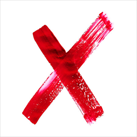 X - Red handwritten letter on white background
