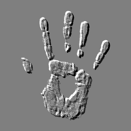 Hand print on gray backgroundのイラスト素材