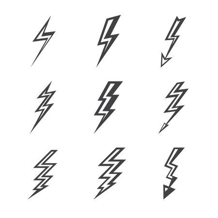 Weather lightning silhouettes on white backgroundのイラスト素材