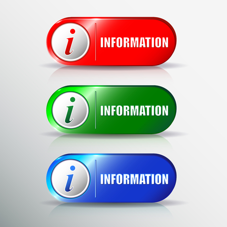 Set of different information buttons for design. Info round symbol.    
Vector Illustration.のイラスト素材