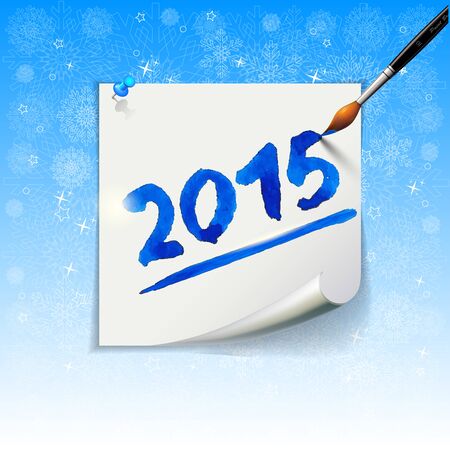 2015 Happy New Year hand lettering on blue background with snowflakes.
Vector illustration.のイラスト素材