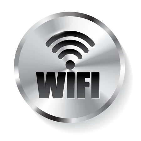 Circle Metal WIFI Button, Icon.
Vector Illustration.のイラスト素材