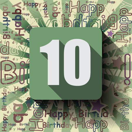 10 Happy Birthday background or card.Flat design.のイラスト素材