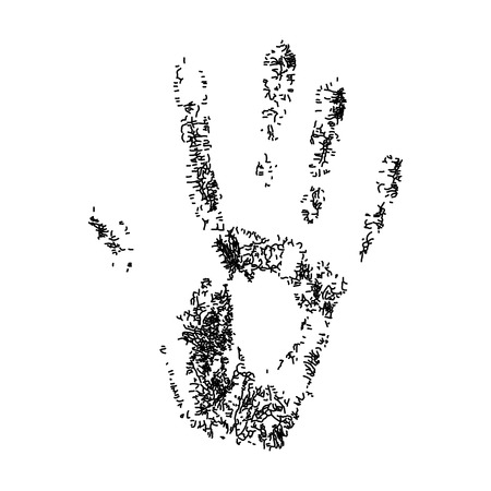 Hand print on white background.Vector illustration.のイラスト素材