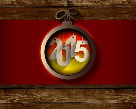 2015 Ball Paper Origami card on wood background.Vector illustration.のイラスト素材