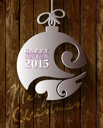 2015 New Year paper origami card or background, Christmas Wood Background.Vector illustration.のイラスト素材