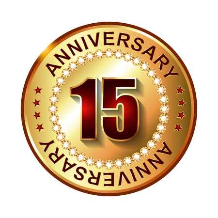 15 Years anniversary golden label.の写真素材