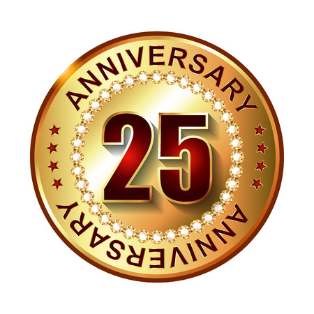 25 Years anniversary golden label.の写真素材