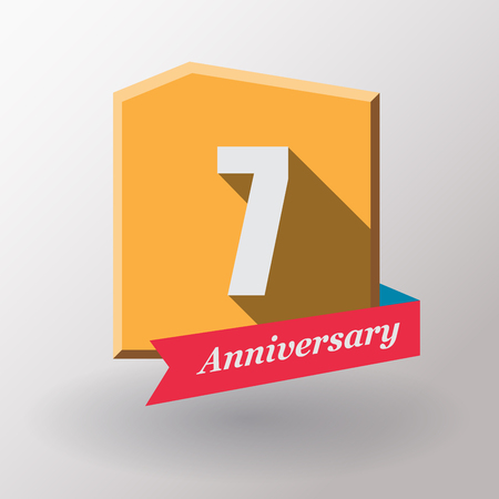 7 Anniversary   label with ribbon.
Flat design.の写真素材