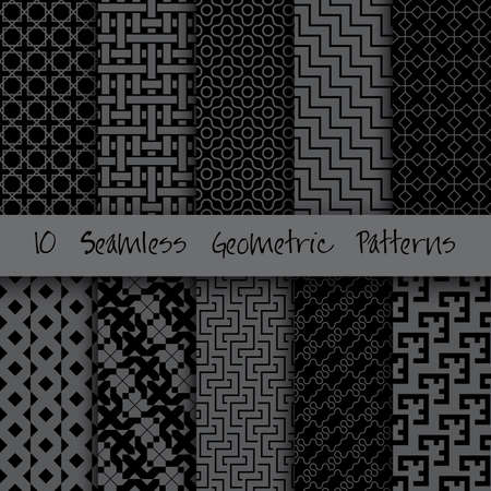 Grunge Seamless Geometric Patterns Set. Vector illustrationの写真素材